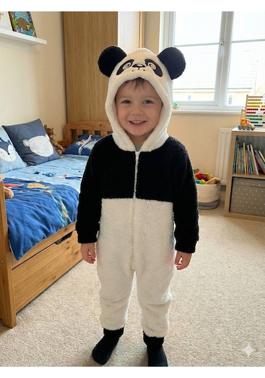 Mj Kids Wellsoft Peluş Unisex Bebek Ayıcık Tulum Beyaz