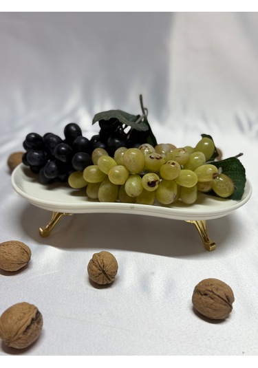 Aless Altın Ayaklı Seramik Sunumluk Çerezlik Meyvelik