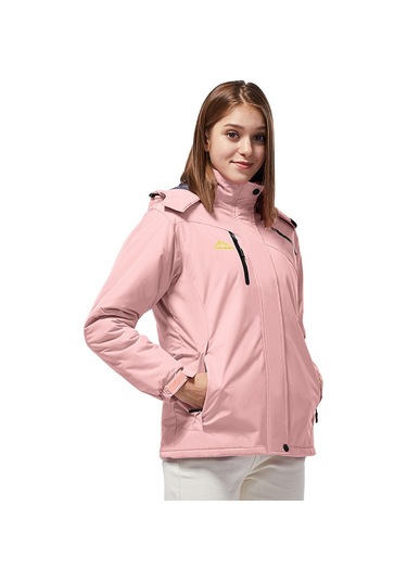 Kadın Dış Mekan Çift Katmanlı Kadife Ve Kalınlaştırma Ceketi Pembe Pembe