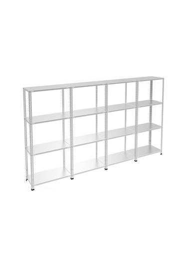 Rafburada 4 Katlı 4'lü Galvaniz Çelik Raf - Depo, Arşiv, Kiler, Dosya, Market Rafı-31x75 cm-100 cm-1.50 mm