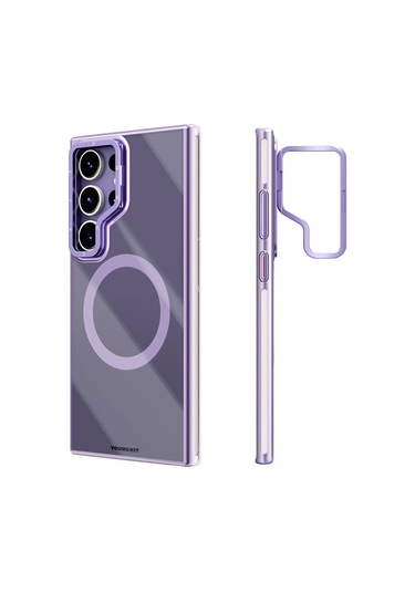 Galaxy S24 Ultra Kılıf Magsafe Şarj Özellikli Sararma Önleyici Youngkit Crystal Grid Kapak Gold