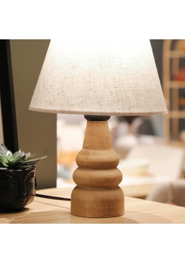 Homing AYD-3562 Natural Ahşap Kumaş Başlık Abajur Keten