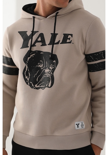 Yale Bej Kol Baskı Detay Erkek Sweatshirt Bej