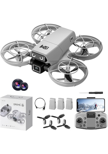 Drone Çift Hd Kameralı 90 Ayarlanabilir Engel Sensörlü, Tek Tuş Kalkış / İniş, Uzaktan Kumandalı