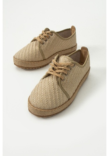 Gabriella Hasır Bağcık Detaylı Kadın Espadril Sneaker Bej