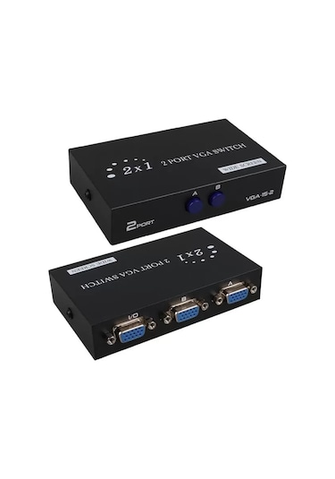 Pm-4263 2 Port Giriş 1 Çıkış Manuel Vga Splitter Toplayıcı Switch 2 Pc 1 Ekran