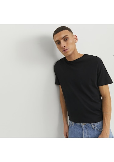 Jack & Jones Bisiklet Yaka Basic Tisört-Organic 12156101 Siyah