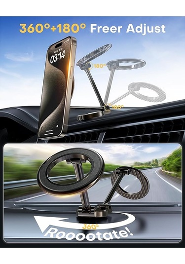 Metal Katlanır Magsafe Mıknatıslı 360 Dönen Araç Telefon Tutucu