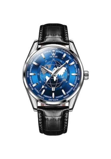 Olevs 9926 Kabartmalı Toprak Kadranlı Erkek Kuvars Saat Siyah