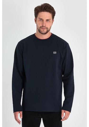 Comeor Çift Bisiklet Yaka Baskı Detaylı Standart Fit Erkek Sweatshirt Lacivert 001 Comeor Çift Bisiklet Yaka Baskı Detaylı Standart Fit Erkek Sweatshirt Lacivert 001