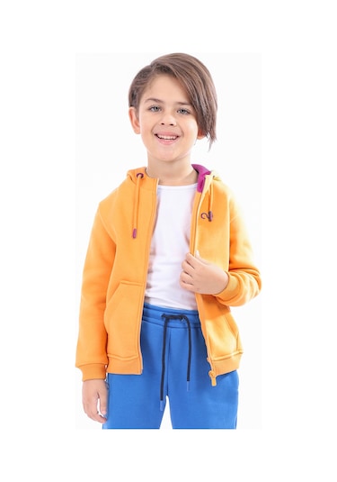 Toontoy Unisex Çocuk Nakışlı Hırka Oranj