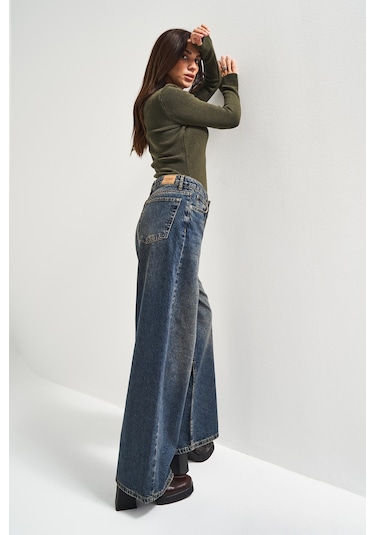 Itsbasic Kadın T.kot Rengi 2w5-8 Palazzo Baggy Fit %100 Koton İç Boy 83cm Denim Jean