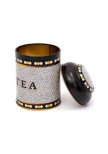 Mosaic Tea Desenli Yuvarlak Metal Kutu, 9 X 11 Cm, 0.6 Lt