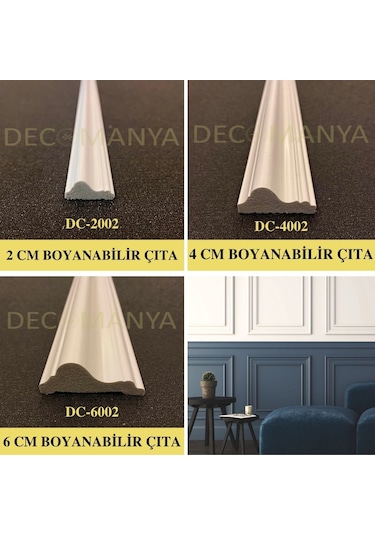 Decomanya Boyanabilir Çıta 2 Cm 4 Cm 6 Cm Poliüretan Duvar Çıtası