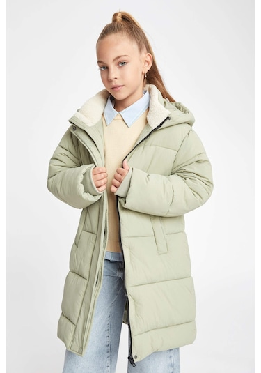 Defacto Kız Çocuk Su İtici Kapüşonlu Uzun Kaban A0891A823AUKH271 Haki Defacto Kız Çocuk Su İtici Kapüşonlu Uzun Kaban A0891A823AUKH271 Haki
