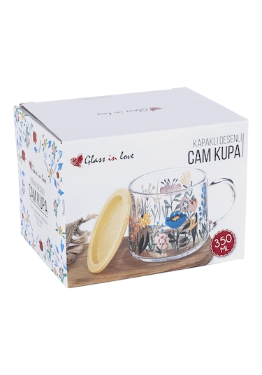 Cam Kupa - Kapaklı Desenli