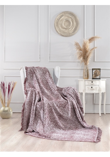 Vicuna Home Pamuklu Çok Amaçlı Ebruli Koltuk / Çekyat Örtüsü Bordo