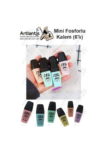 Mini Fosforlu Kalem 1 Paket 6 Renk Sevimli Mini İşaret Kalemi 6 Lı Fosforlu Kalem Çok Renkli