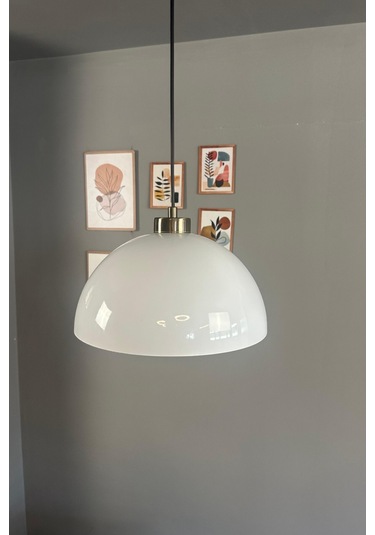 Yimpi Beyaz Avize Küçük Plafonyer Başlık Tekli Sarkıt Salon Mutfak Kuaför Cafe Lamba Dekoratif Beyaz