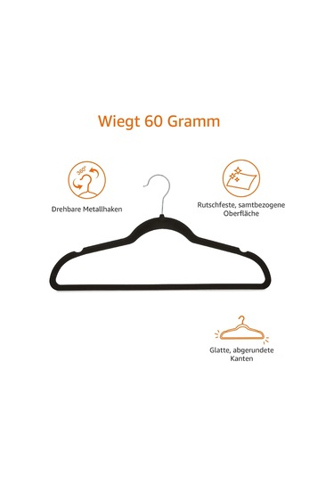 Aubyhe 10 Adet Siyah Kadife Anti Kayma Askı - 45 Cm - Ev Ve Mağaza İçin Düzgün Sıralama - Yırtılma Olmayan Tasarım Siyah