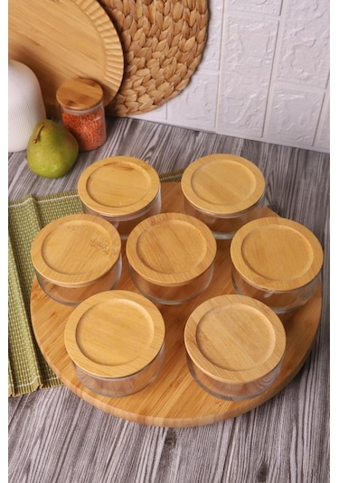 Bambum Duo 300ml 7'li Tepsili Bambu Silikonlu Kapaklı Hava Aldırmaz Cam Kahvaltılık Diğer