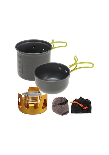 Createtech Yürüyüş Tencereli Skycıty Sırt Sığan Seti Pratik Pişirme Mutfağı Kamp İçin Hava Çantasına Balıkçılık Altın Alkollü Açık & - Xv Altın