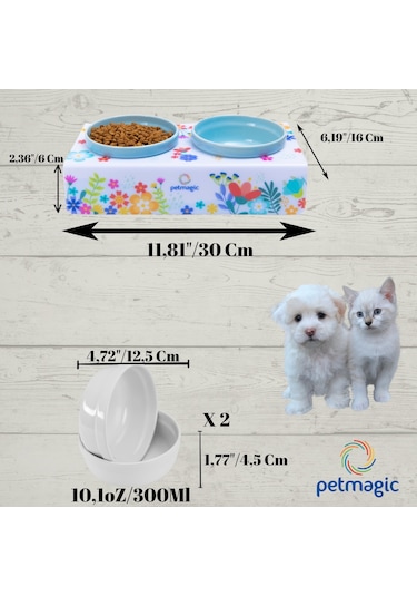 Petmagic Akrilik Pleksi Evcil Hayvan Seramik Kaseli Kedi Köpek Mama Su Kabı Bahar