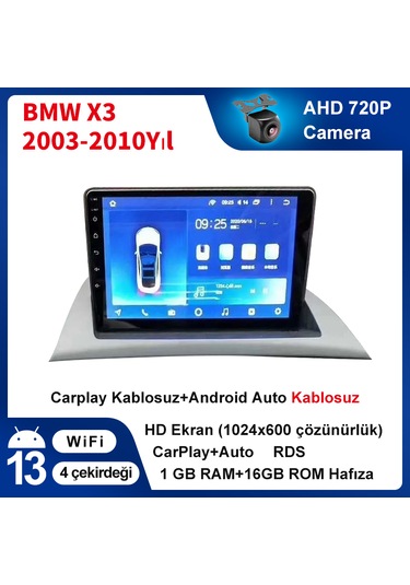 Bmw X3 2003-2011 Carplay Navigasyon Multimedya 9ınç 1gb Ram 16gb