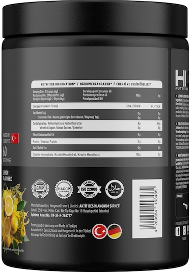 Hiq Nutrition Hıq Creatine 360g Lemon Flavored