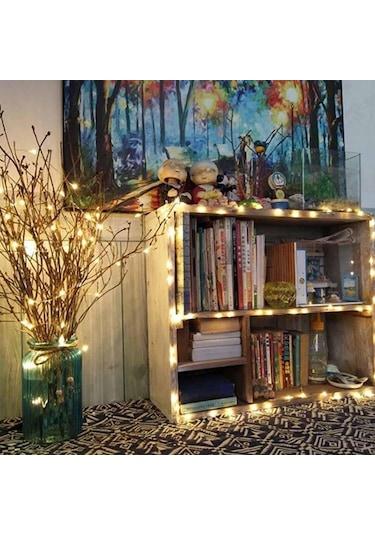 Mavi Parti Pil Aydınlatma Düğün Lambası Dıy Led Güneş Işıkları Yanıp Sönen Dize Işık Romantik 5m 50led Mavi