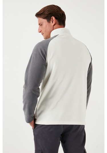 Buratti Slim Fit Yarım Fermuarlı Kışlık Şardonlu Erkek Polar 5906055 Ekru
