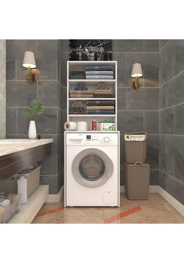 Kenzlife Membran Çamaşır Makinesi Dolabı Hayzum Krmbyz Panjur 180 66 55 Mebran Kapak Mdf Gövde Beyaz