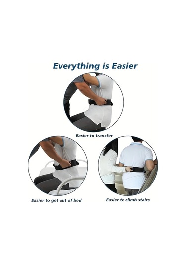 Willowhaven Siyah Ergonomik Transfer Kemeri 3 Tutacaklı Yaşlı Ve Hasta Güvenli Hareket