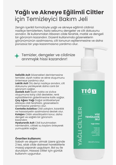 Tto-x Yüz Temizleme Jeli Yağlı Ciltler 200 Ml