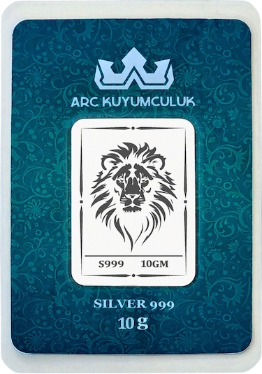 Hediyeye Özel 10 Gram Aslan Temalı 999 Ayar Gümüş İle Üretilmiş Gümüş Külçesi-764