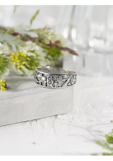 Lucente Şans Ve Mutluluk Yüzüğü 7 Sembol Gümüş 925 211859420 Gri