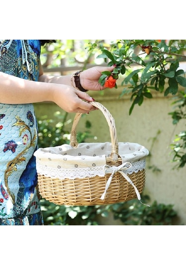 Cbtx Willow Sepet Açık Piknik Sepeti Dokuma Sepet Yumurta Kabı S Kahve Ekose