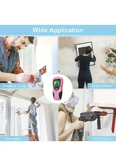 Dashanshop Pembe 5 İn 1 Duvar Tarayıcı Profil Bulucu Hd Ekran Metal Ahşap Kabl