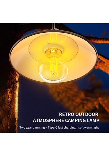 Teltree Sıcak Işıklı Led Kamp Lambası, Dahili Batarya Ve Kanca İle, Type-c Şarjlı, 1200mah, 100-200lm, Ipx4 Su Geçirmez Ly11b Çok Renkli