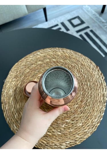 Dövme Desenli Bakır Matara - Termos - Suluk Bakır Su Şişesi Bakır