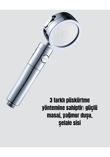 Kolay Montajlı 3 Modlu Yüksek Basınç Duş Başlığı Çok Renkli