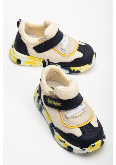 Şirinbebe Ortopedik Erkek Bebek İlk Adım Spor Ayakkabı Sarı Cırtlı Anorak Malzeme-3706 Sarı