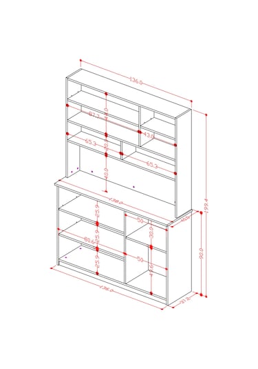 %100 Mdflam Kahve Köşesi Çok Amaçlı Mutfak Dolabı Kahve03 Beyaz - Siyah Taş Beyaz - Siyah Taş