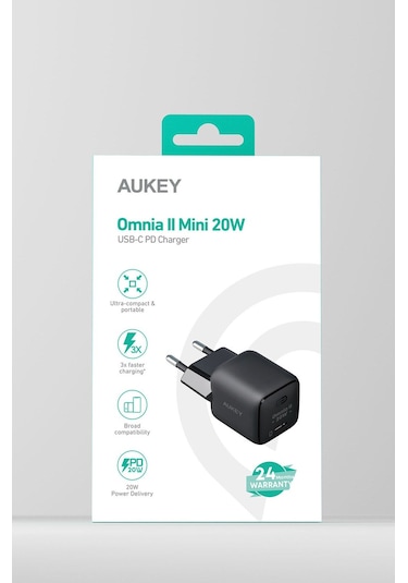 Aukey PA-B1T-BK 20 W Omnia II Mini Gan PD QC 3.0 Type - C Hızlı Şarj Adaptörü
