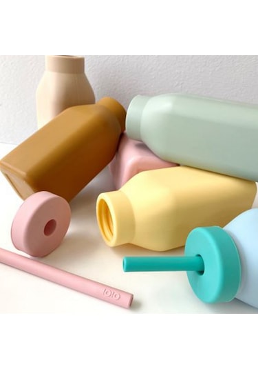 Oioi Silikon Şişe ve Pipet 6+ Ay 200 ML River Green - Powder Grey Gri