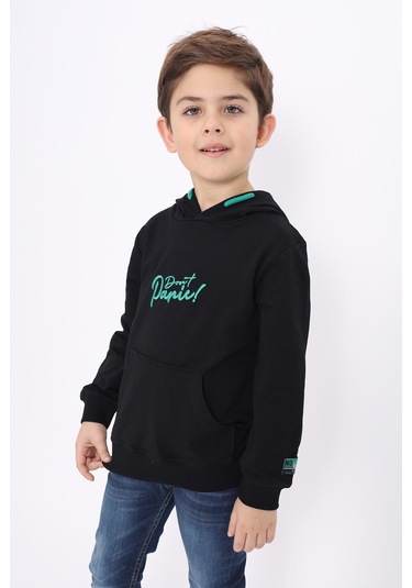 Toontoy Erkek Çocuk Nakışlı Sweatshirt Siyah