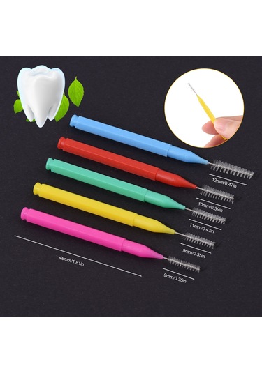 Skycity 100 Adet Renkli Diş Arası Fırça Seti - Yumuşak Tüylerle Gigi Aralarını Temizler, Diş Sağlığını Korur, Taşınabilir Mavi, Kırmızı, Yeşil, Sarı, Pembe Her 20 Adet