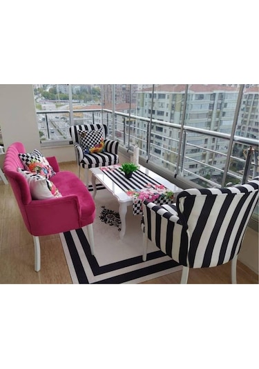 Kayser Home Çay Seti Koltuk Takımı Oturma Grubu Balkon Ofis Bahçe Mobilyası Nubuk Kumaş Çok Renkli