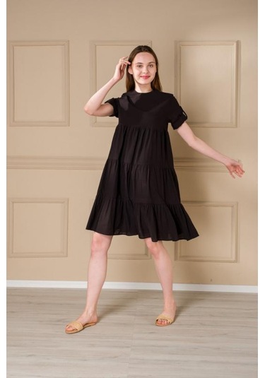 Pastelastore Kadın Yazlık Pamuk Kısa Elbise 1108 Siyah