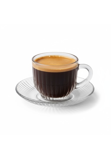 Lüks Desenli Cam Espresso / Türk Kahvesi Fincanı Seti 6 Lı Beyaz